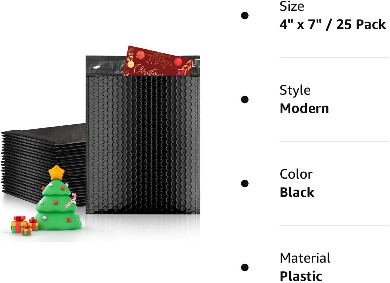 Shiny Black Metallic Poly Bubble Mailer