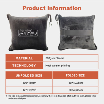 Portable foldable Custom Logo travel blanket and pillow set 4 in 1 airplane Flannel travel pillow blanket with bag
