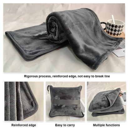 Portable foldable Custom Logo travel blanket and pillow set 4 in 1 airplane Flannel travel pillow blanket with bag