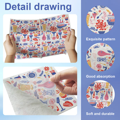 100 Pack Printed Napkins 3-ply Fashion Leisure Cocktail Party Bar Disposable Party Paper Napkins Dinner for Wedding Birthday