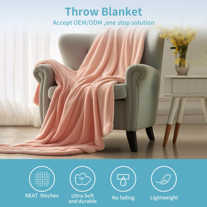 Custom Soft 100% Polyester coral Flannel Fleece travel Blanket Minky plush Quality Throw Blanket