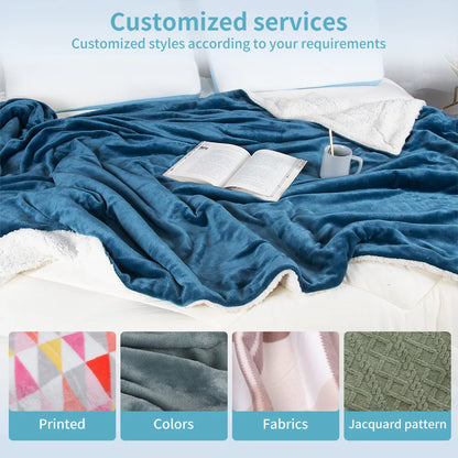 Custom Soft 100% Polyester coral Flannel Fleece travel Blanket Minky plush Quality Throw Blanket