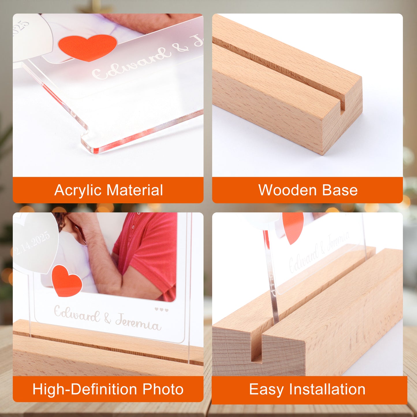 Custom Acrylic Picture Frame with Photo and LED lighting