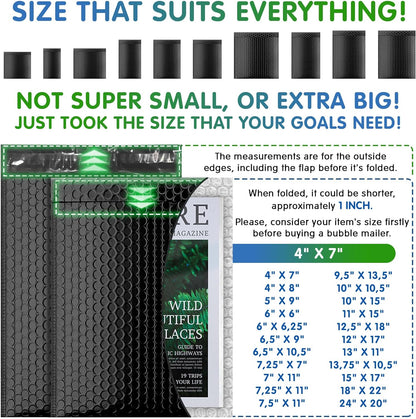 Shiny Black Metallic Poly Bubble Mailer
