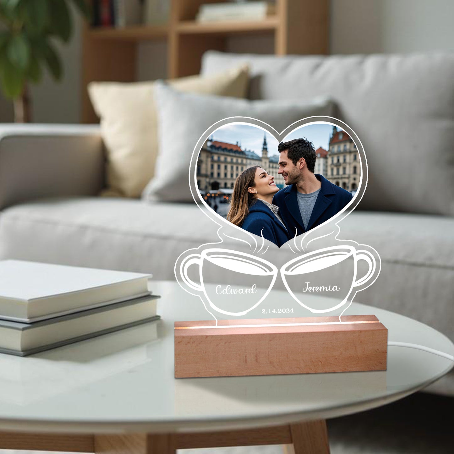 Custom Acrylic Picture Frame with Photo and LED lighting