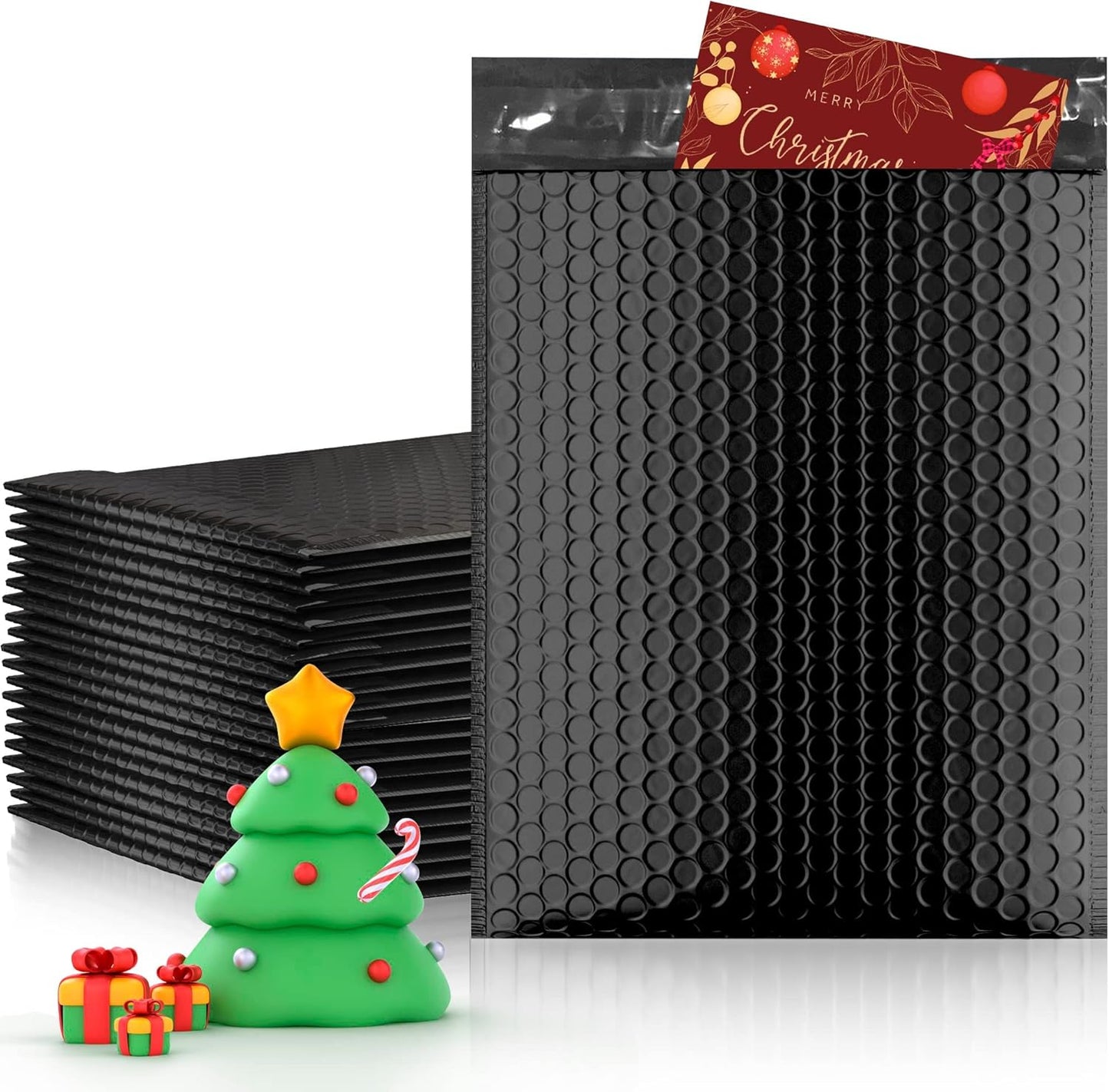 Shiny Black Metallic Poly Bubble Mailer