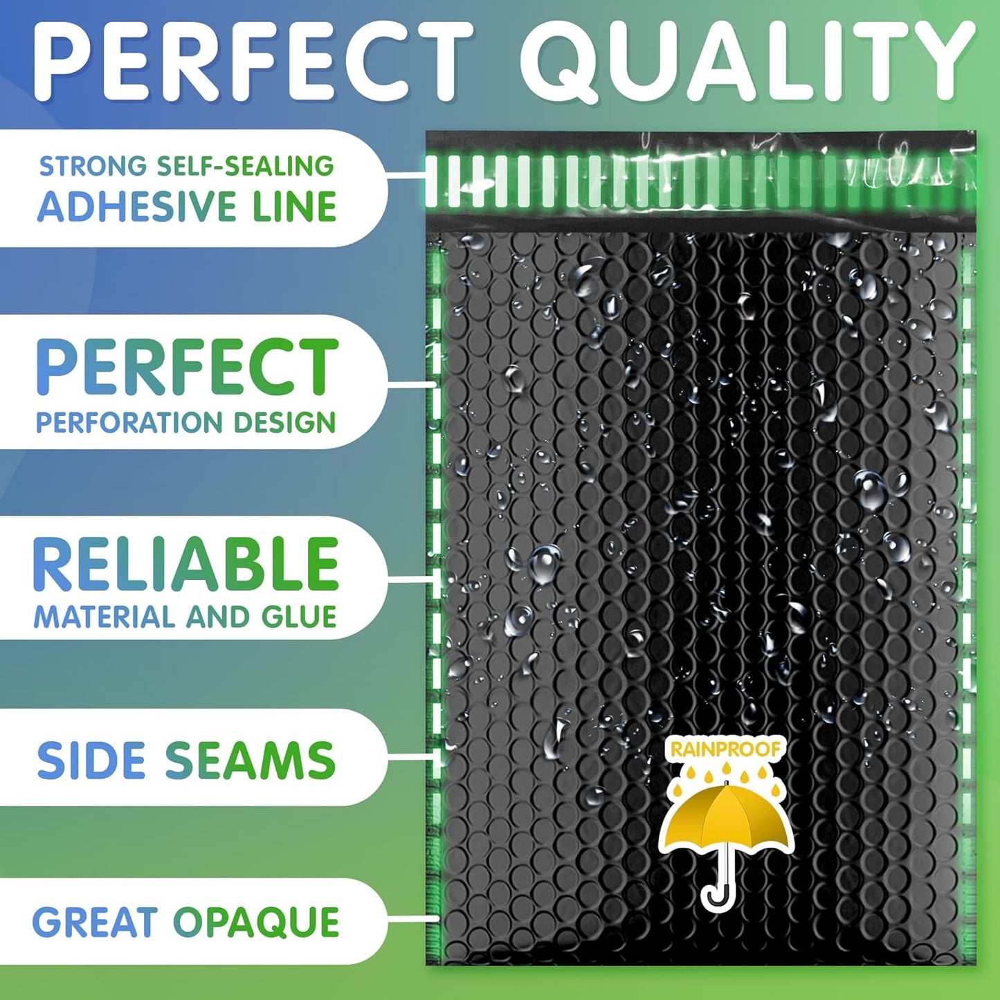 Shiny Black Metallic Poly Bubble Mailer