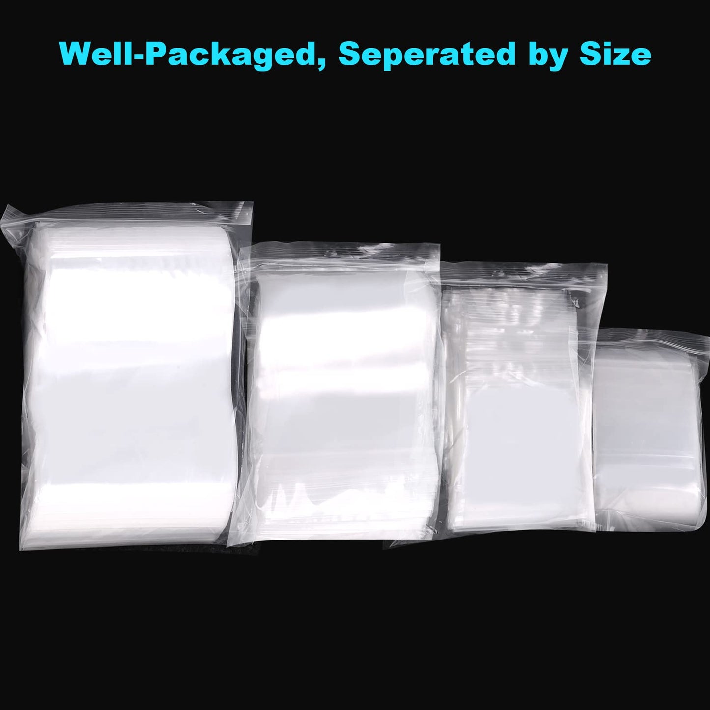 400 Pcs Small Plastic Bags, Resealable Clear Jewelry Bags, Small Baggies, Poly Reclosable Mini Bag, 4 Assorted Sizes 6x3.9 4.7x3.1 3.5x2.3 2.7x2IN, 2 Mil Zipper Bag for Jewelry Pill Packaging VOPTON