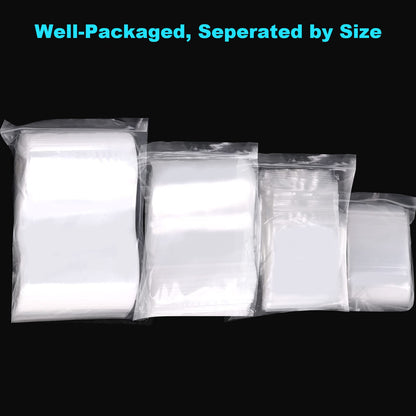 400 Pcs Small Plastic Bags, Resealable Clear Jewelry Bags, Small Baggies, Poly Reclosable Mini Bag, 4 Assorted Sizes 6x3.9 4.7x3.1 3.5x2.3 2.7x2IN, 2 Mil Zipper Bag for Jewelry Pill Packaging VOPTON