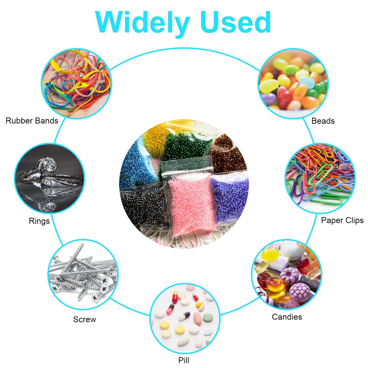400 Pcs Small Plastic Bags, Resealable Clear Jewelry Bags, Small Baggies, Poly Reclosable Mini Bag, 4 Assorted Sizes 6x3.9 4.7x3.1 3.5x2.3 2.7x2IN, 2 Mil Zipper Bag for Jewelry Pill Packaging VOPTON