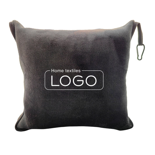 Portable foldable Custom Logo travel blanket and pillow set 4 in 1 airplane Flannel travel pillow blanket with bag